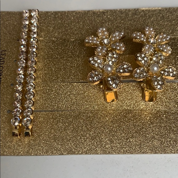 Hair pins pearl gold stones Floral Bridal party - Picture 5 of 14